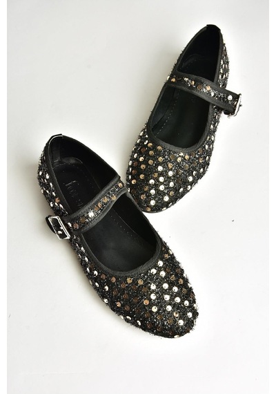 Fox Shoes U725675504 Siyah/altın Kumaş Pullu Kadın Babet Siyah/altın-kumaş Siyah - Altın Fox Shoes U725675504 Siyah/altın Kumaş Pullu Kadın Babet Siyah/altın-kumaş Siyah - Altın
