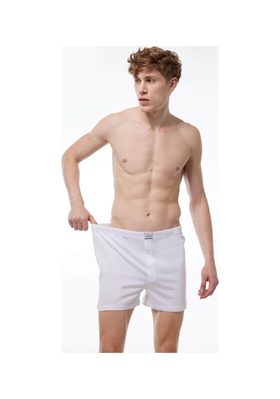 Malabadi 024 Erkek Geniş Kalıp %100 Pamuk Boxer Beyaz