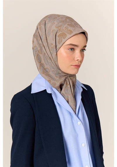 Silk Home Viskon Karışımlı Velora Eşarp Gri-bebe Mavi-yağ Yeşili Desenli Yumuşak Dokulu Tok Duruşlu 90x90 Çok Renkli