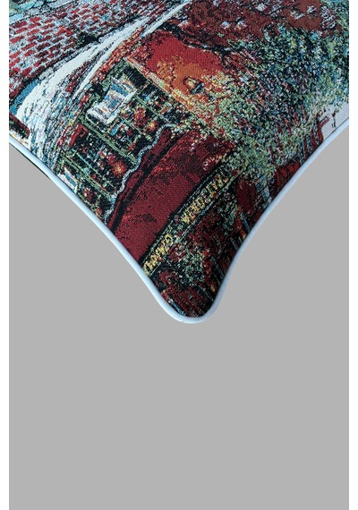 Kırlent Kılıfı Goblen Dokuma Kumaş - 45x45cm Çift Taraflı Biyeli Dekoratif Kırlent Kılıfı - Vs-168 Çok Renkli