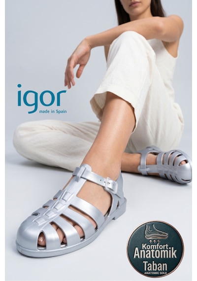 S10346 Bıarrıtz Metal Gümüş Kadın Sandalet Plata