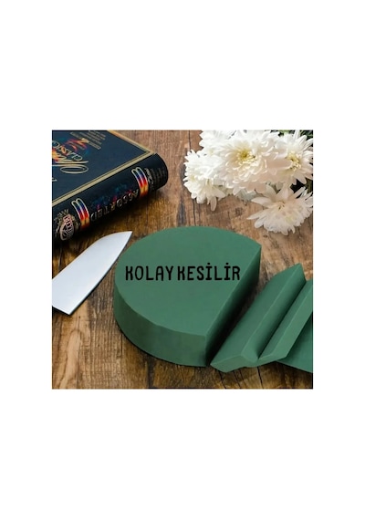 Yuvarlak Canlı Çiçek Köpüğü Çiçek Süngeri 4 Cm X 8 Cm Canlı Çiçekler İçin Özel Ürün Yeşil