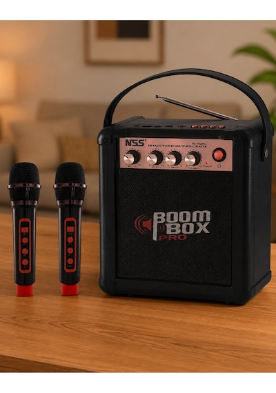 Nss Ns-992mıc Boombox Pro Kablosuz Karaoke Hoparlör Fm Radyo 2 Adet Mikrofon