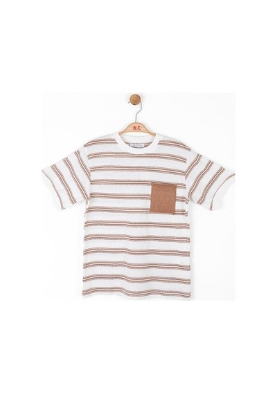 Nk Kids Çocuk Çizgili Triko Cepli T-shirt-14003-kahverengi Kahverengi