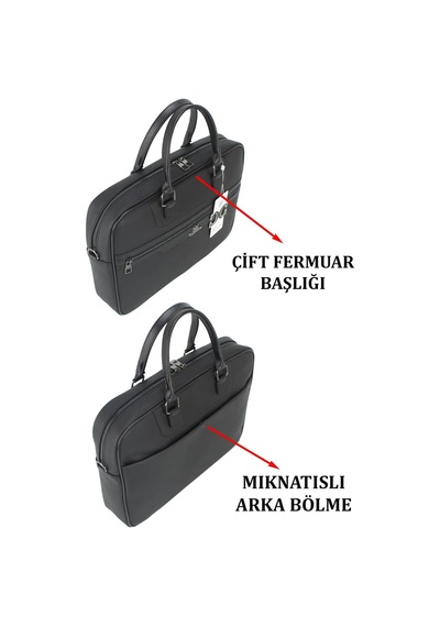Case Club 2208 Evrak Çantası 15.6 İnç Laptop Bölmeli Omuz Askılı Siyah
