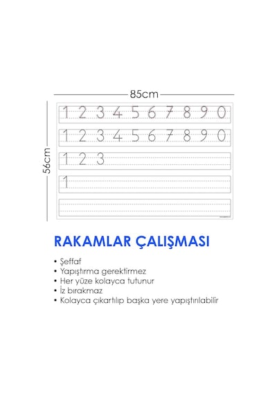 Rakam Çalışması Akıllı Kağıt Tahta Yazı Tahtası 85X56 Cm Kalem He