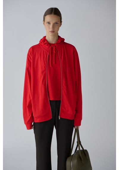 Suud Collection Kırmızı Lena Fermuarlı Kapüşonlu Sweatshirt