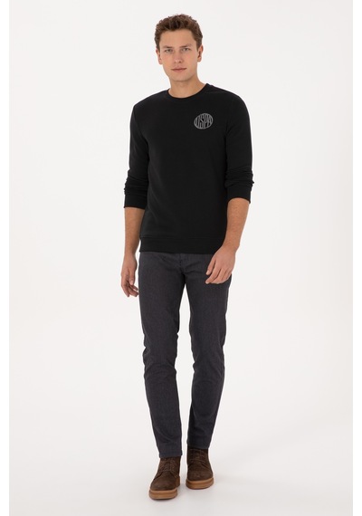 U.S. Polo Assn. Erkek Regular Fit Bisiklet Yaka Siyah Sweatshirt 50308717-VR046