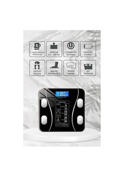 Yağ Ölçer Fonksiyonlu Dijital Baskül Elektronik Tartı Akıllı Bluetooth Lcd Dijital Ekran Ev Vücut Bx