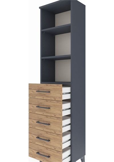 Arges Dolap 3 Raflı 5 Çekmeceli 44x30x182 Antrasit-çam Antrasit