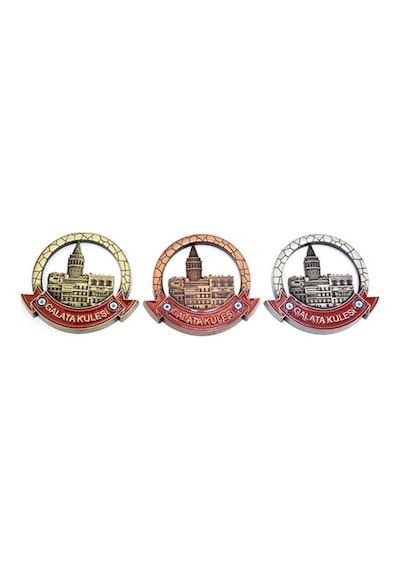 Periboia İstanbul Temalı Metal Magnet Galata Kulesi Yuvarlak Tasa