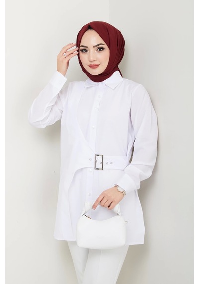 Tokalı Tasarım Gömlek - Beyaz / Ü0101 Beyaz
