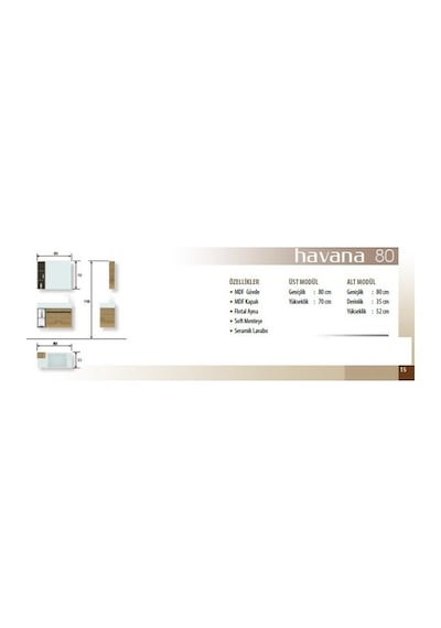 Evros Havana 80 cm Banyo Dolabı Vizon