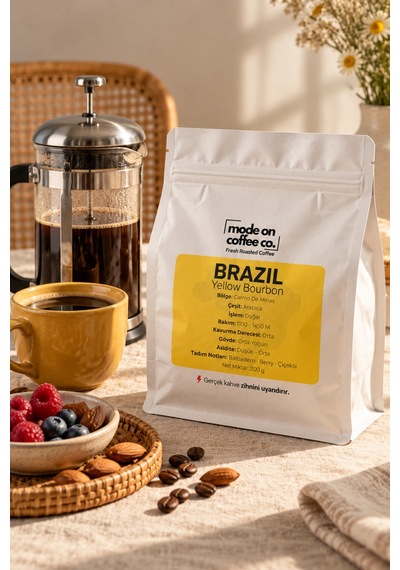 Brazil Yellow Bourbon Filtre Ve Espresso Kahve 200 Gr %100 Arabica Doğal - Espresso Makinesi İçin Öğütülmüş