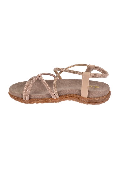 Sms Taşlı Comfort Kadın Sandalet Sms-2546 Nut Taşlı Ten