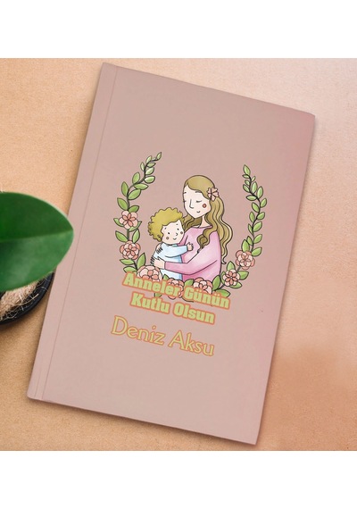 Bk Gift Kişiye Özel İsimli Dtf Anneler Günü Tasarımlı Pembe Sert Kapaklı Defter-5, Anneye Hediye Kobitmeyencom30651 Bk Gift