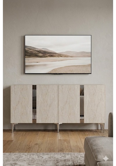 Ka1598bts Anka Konsol Ve Tv Sehpası Beyaz-traverten-silver 150cm