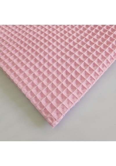 Büyük Kareli Waffle Pike Bornozluk Kumaş 100% Pamuk Bw-23 Pembe