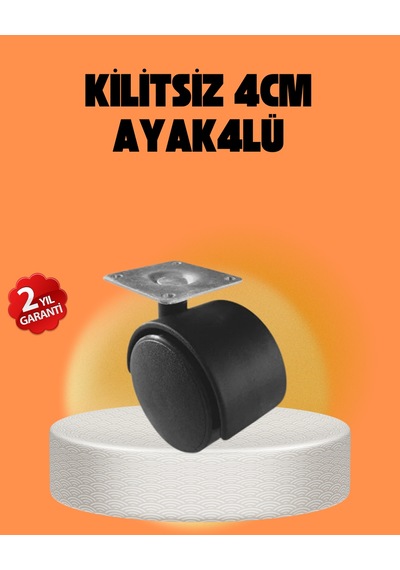 Kilitsiz 4 Cm Tekerlek Ayak 4 Lü Set Sessiz Ve Dayanıklı