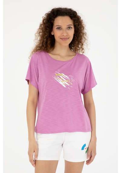 U.S. Polo Assn.  Kadın Pembe Bisiklet Yaka Tişört 50284355-VR037
