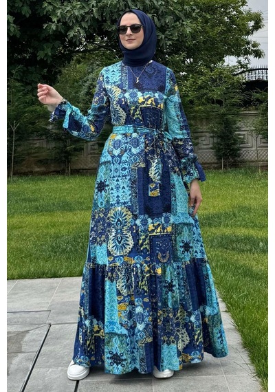 Rabia Şamlı Nehir Elbise Saks Normal