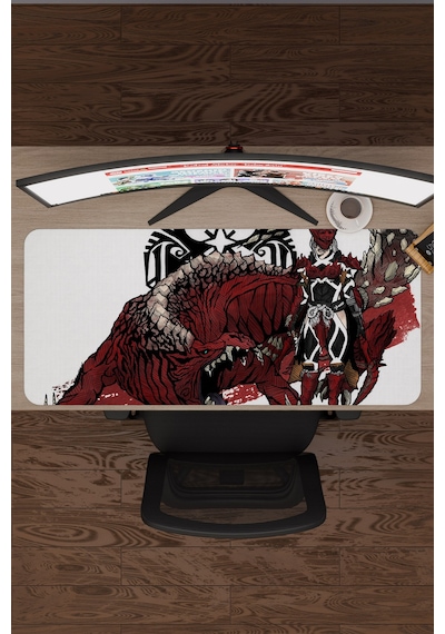 Monster Hunter: World Dikişli Kauçuk Oyuncu Mousepad V5 - 90x40 Xxl Gaming Mouse Pad