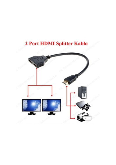 2 Port Hdmı Splitter Hdmı Çoklayıcı Kablo