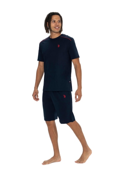 U.s. Polo Assn. 18905 Erkek Bisiklet Yaka Kısa Kol Şortlu 3'lü Pijama Takım Lacıvert