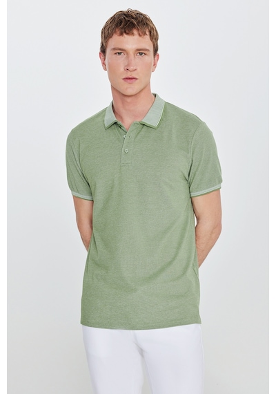 Ac&Co / Altınyıldız Classics 4A4820200047Ysls Düğmeli Polo Yaka Cepsiz Slim Fit Erkek Tişört Yeşil