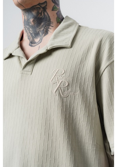 Erkek Respire Relined Yazılı Regular Fit T-shirt Çağla