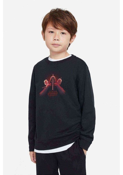 Tshirthane Star Wars Baskılı Unisex Çocuk Siyah Sweatshirt (534638212)