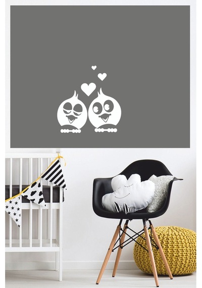 Aşık Kuşlar Priz Sticker-oto Sticker-18x18cm Beyaz