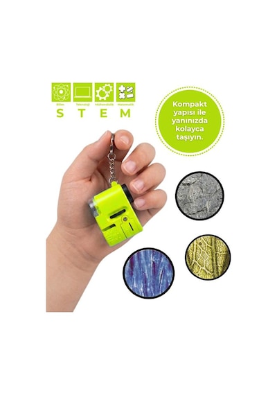 Temel Cep Mikroskobu 60x Led Ve Uv Işıklı Taşınabilir Yeşil Mikroskop