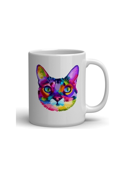 Beyaz Kedi Baskılı Kupa
