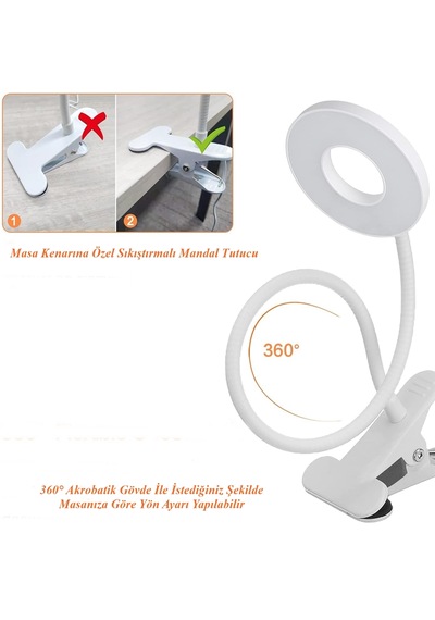 Beyaz Dekoratif Masa Lambası 10 Mod 3 Renk Şiddeti Ayarlanabilir