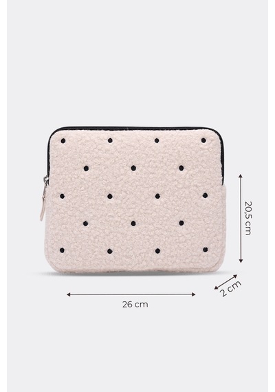 Mussen Puantiyeli Tablet Kılıfı 10 & 11 İnç Uyumlu Bej