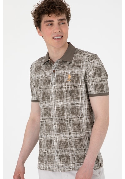 U.S. Polo Assn. Erkek Regular Fit Polo Yaka Vizon Desenli Tişört 50299641-VR052