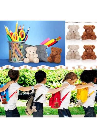 6 Parça Mini Ayı Peluş Doldurulmuş 10,5 Cm Küçük Ayı Toplu Hayvan Oyuncakları Bebek Duş Partisi İçin Küçük Genel