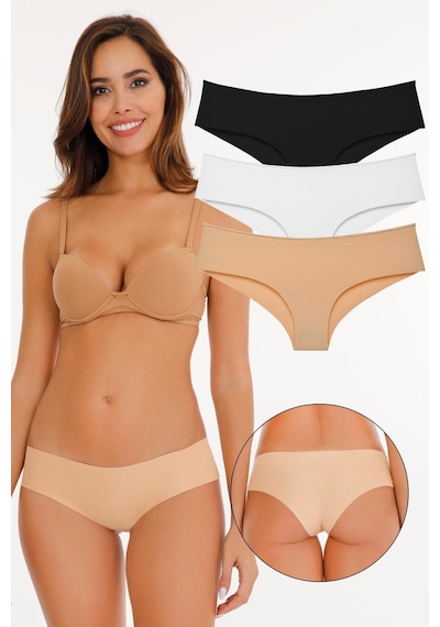 Sensu Kadın - Brazilian Panty Lazer Kesim Külot 3'lü Paket Set Karışık Karışık