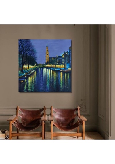 Şehir El Yapımı Yağlı Boya Tablo 76x77cm