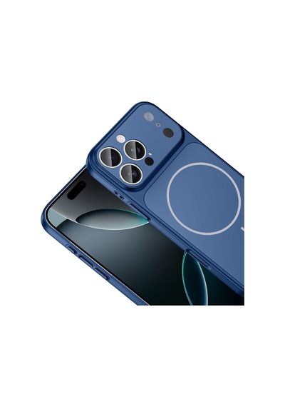 Apple Uyumlu iPhone 15 Pro Max Kılıf M-safe Şarj Özellikli Kamera Korumalı Kapak Ryc / Formen Mavi