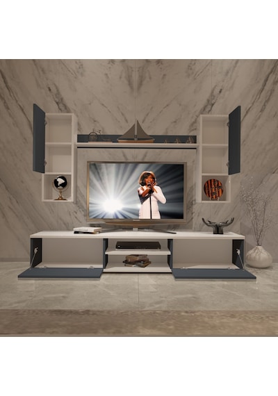 Decoraktiv Eko 5da Mdf Dvd Tv Ünitesi Tv Sehpası Beyaz - Antrasit