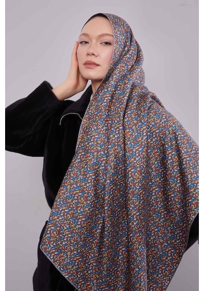 Levidor Mini Yazı Detayi Twill İpek Eşarp-0926 Gri