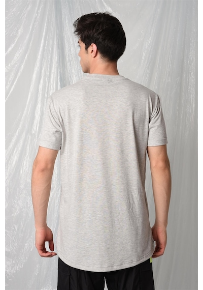 Yandan Yırtmaçlı Basic T-shirt R-5167-gri Gri
