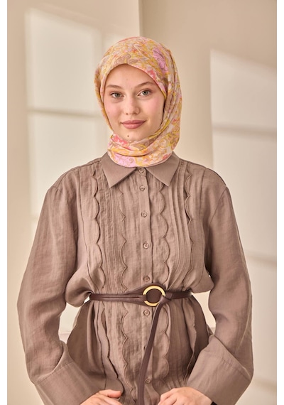 Silk Home Olinda İpek Eşarp 47002-36 Pudra, Sarı, Vizon, Pembe
