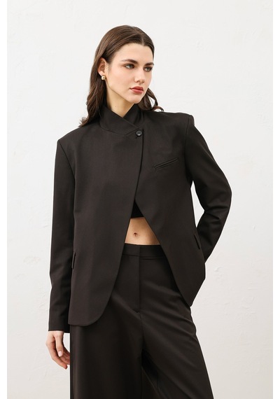 Antioch Dik Yaka Kadın Blazer Ceket Kahve