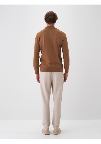 Xint Camel Doğal Yün Dokulu Regular Fit Kazak 801828
