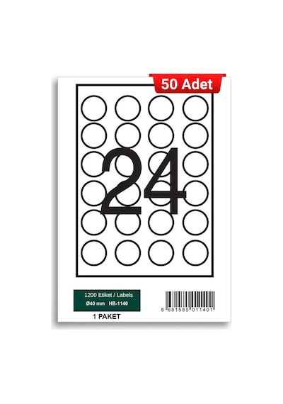 Herboy Hb-1140 40 X 40 Mm A4 Laser Etiket 50 Adet