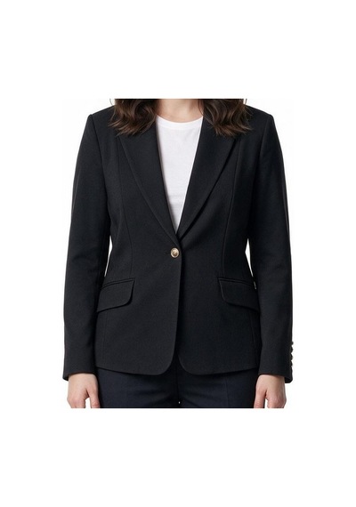 Ekol Bb Kadın Çentikli Yaka Tek Düğmeli Uzun Kollu Blazer Ceket Siyah