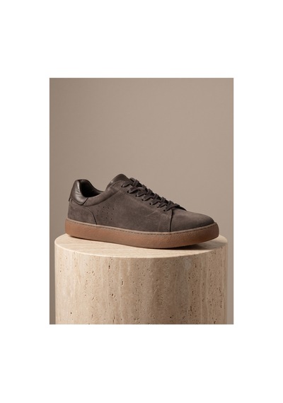 Bafaş Ayakkabı 032819 Taupe Hakiki Dana Derisi Süet Erkek Sneaker Taba